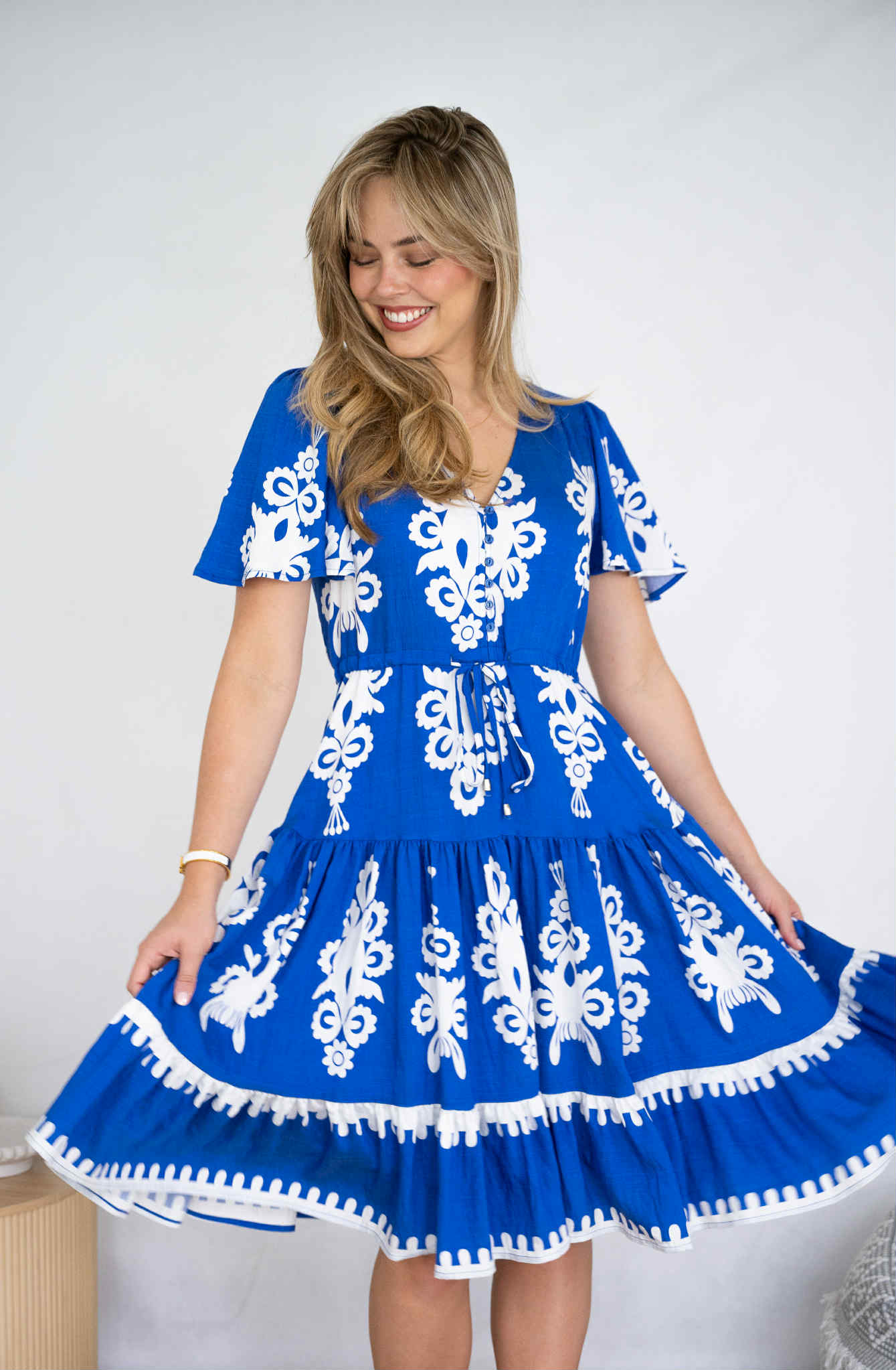 Blooms Dress-Cobalt