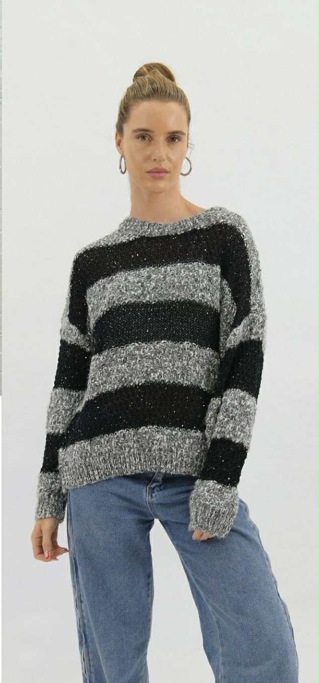 Caitlin Knit black and grey stripe knit