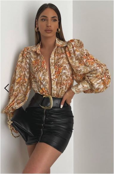 Fleetwood Blouse - Brown and Orange