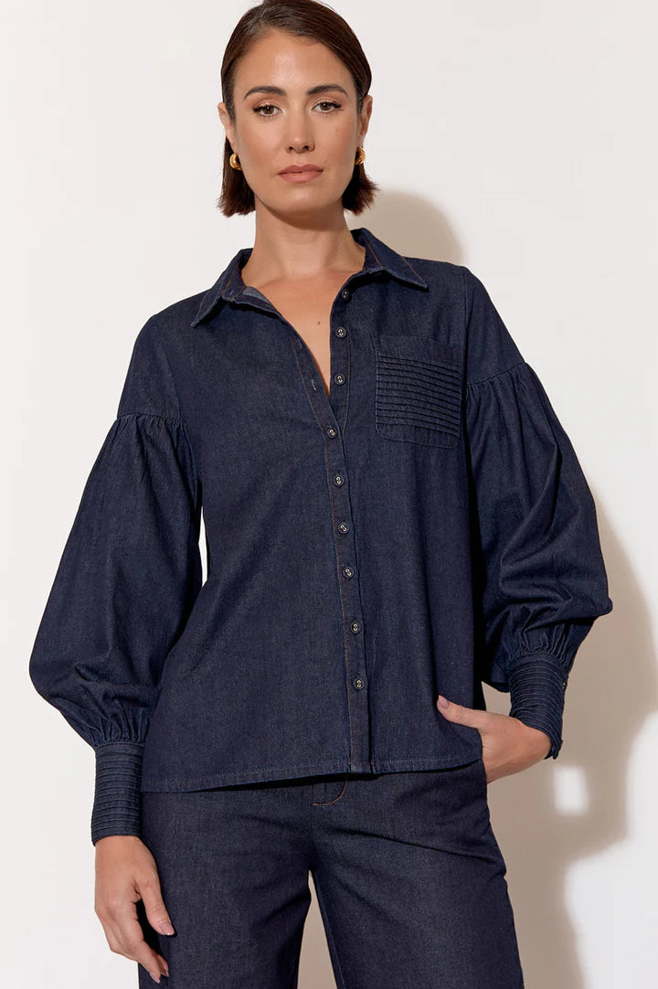 Ebony Pintuck Detail Denim Shirt