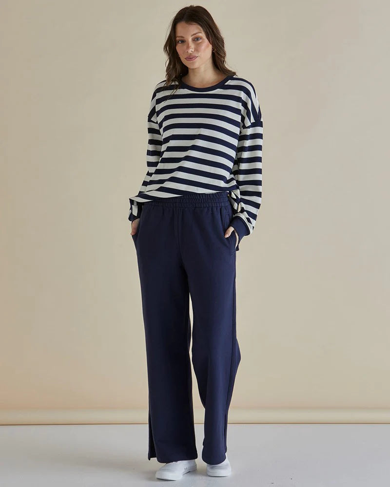 Navy Stripe Easy Crew Sweat