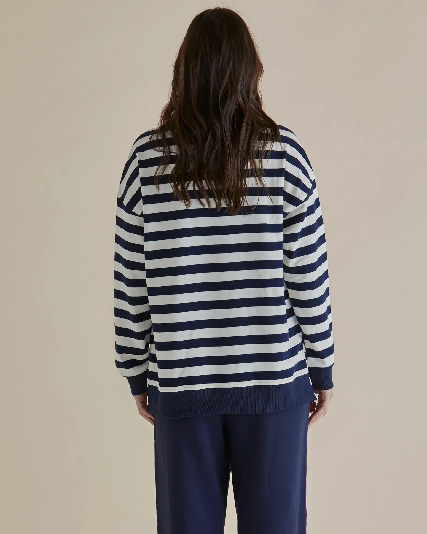 Navy Stripe Easy Crew Sweat