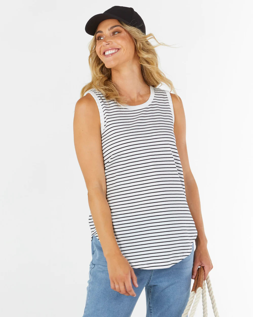Keira Tank - Jet Black Stripe