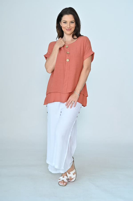 Carley Top - Orange/Brown