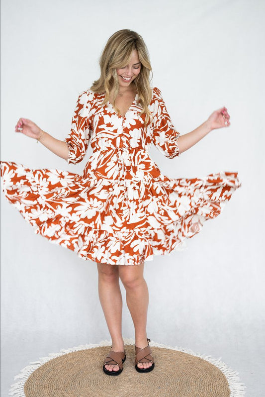 Blooms Dress Rust