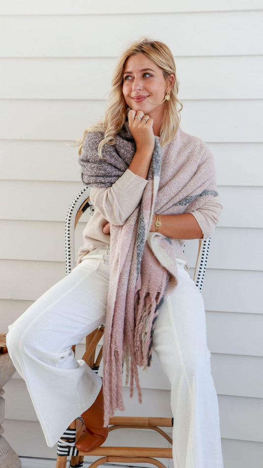 Carly Scarf - Pink/Grey/Cream