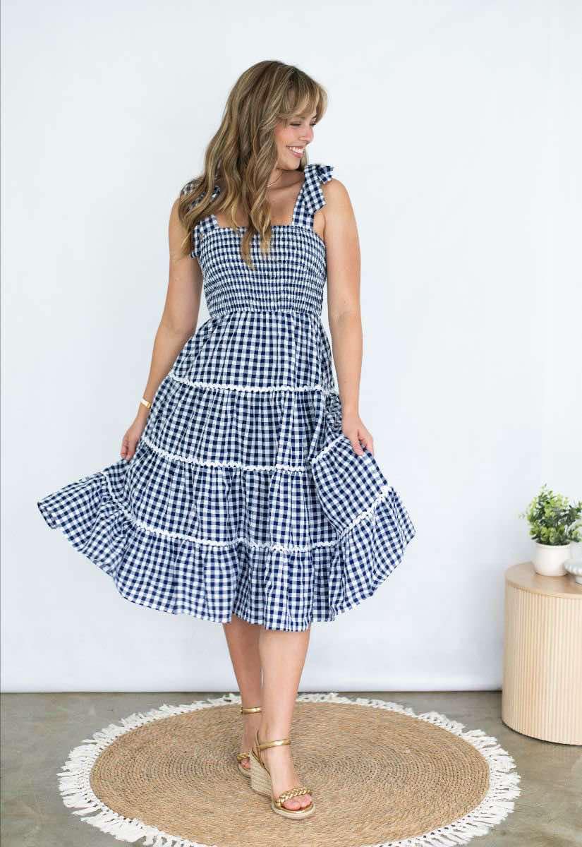 Georgie Gingham Dress - Navy