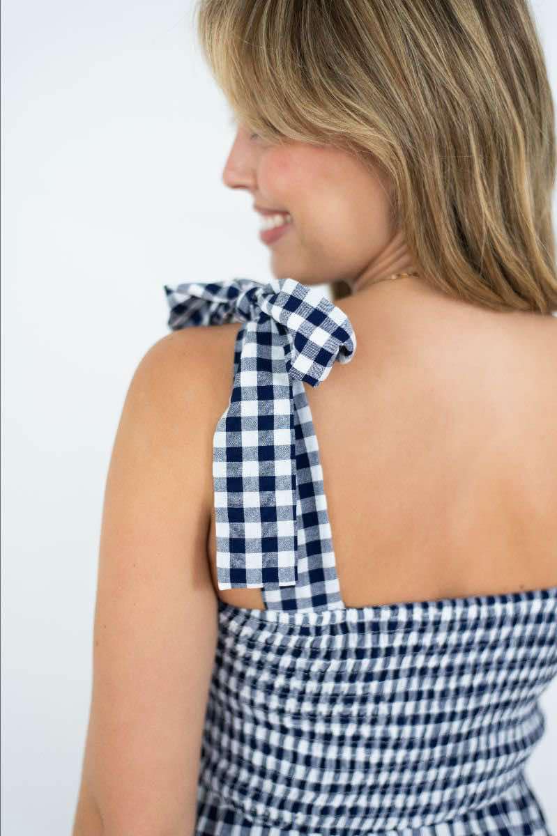 Georgie Gingham Dress - Navy