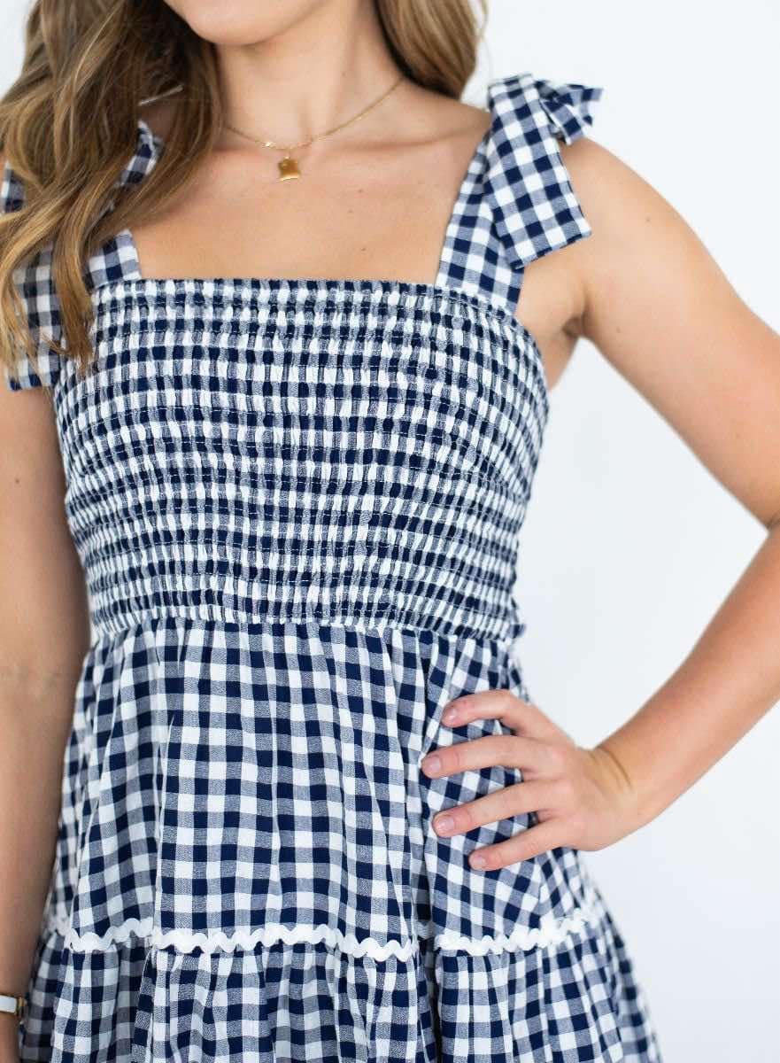 Georgie Gingham Dress - Navy