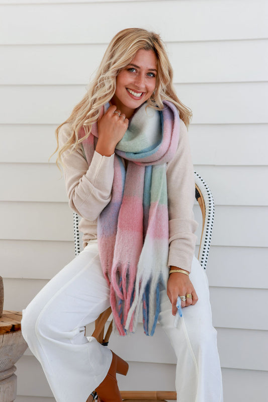 Lily Scarf - Mint/Pink/ Blue/Beige