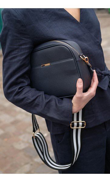 Pippa Bag -Navy with striped strap