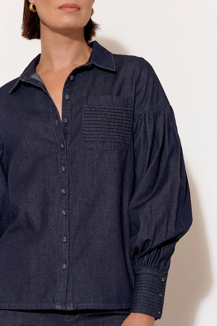 Ebony Pintuck Detail Denim Shirt