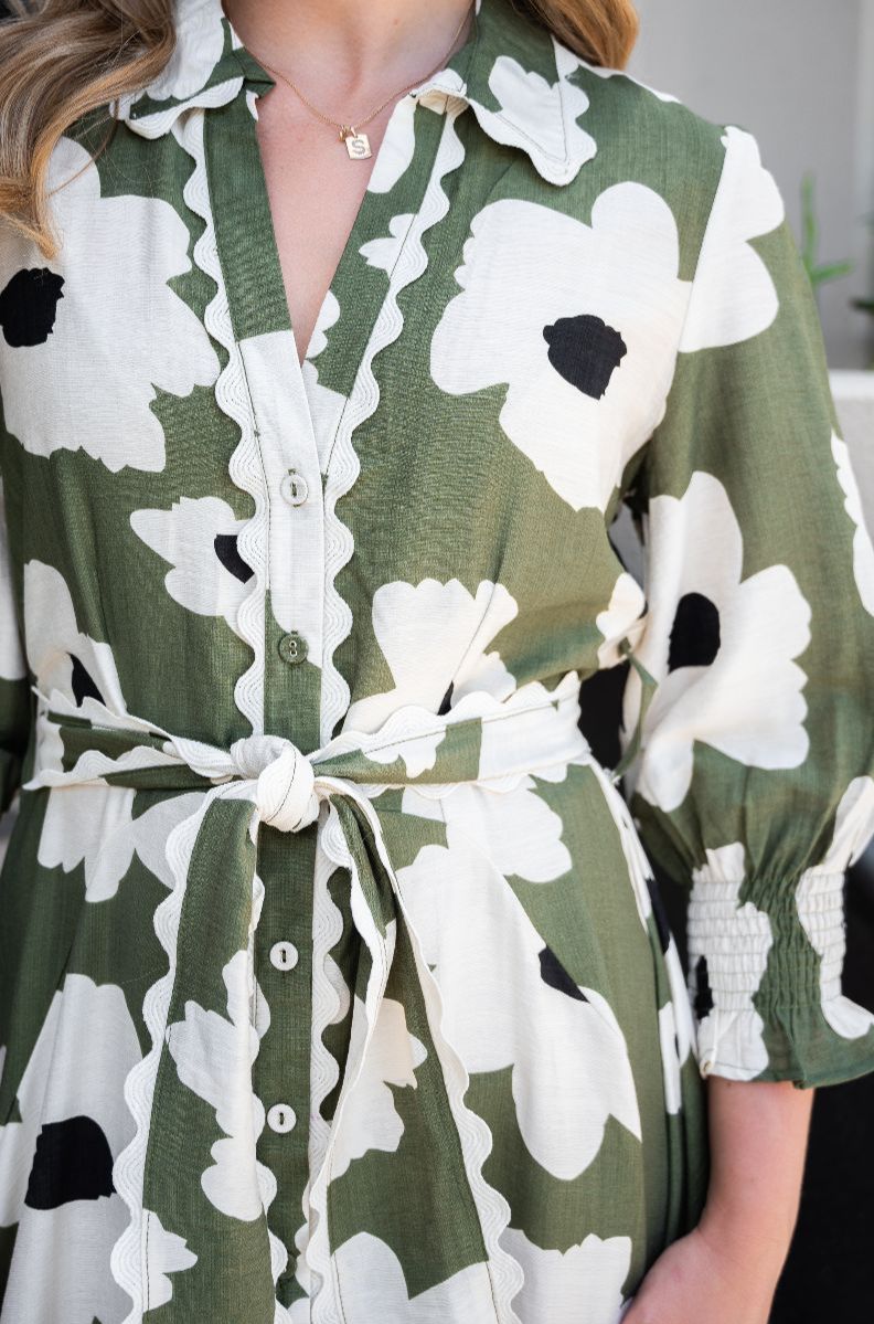 Poppy Midi Dress Khaki