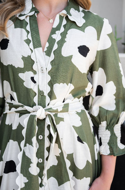Poppy Midi Dress Khaki