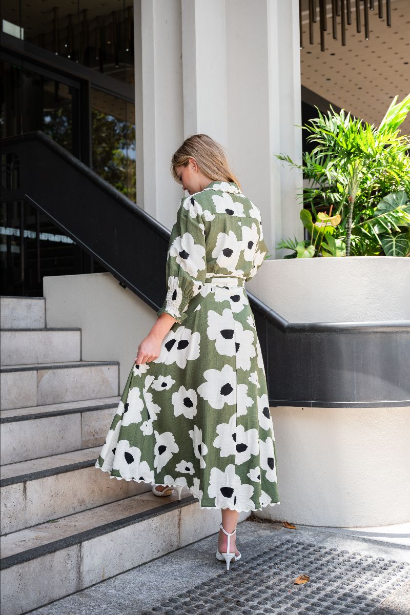 Poppy Midi Dress Khaki