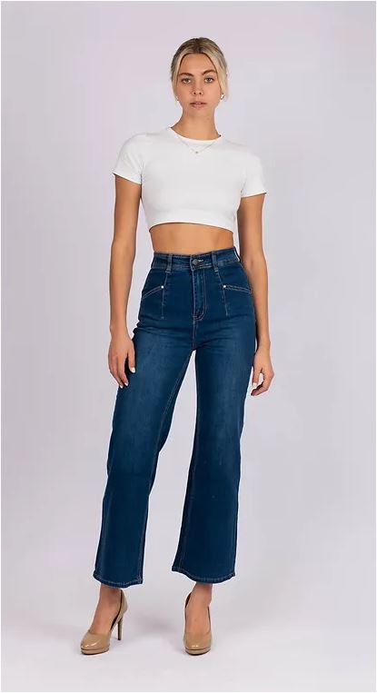 Madeline Wide Leg Jean - Dark