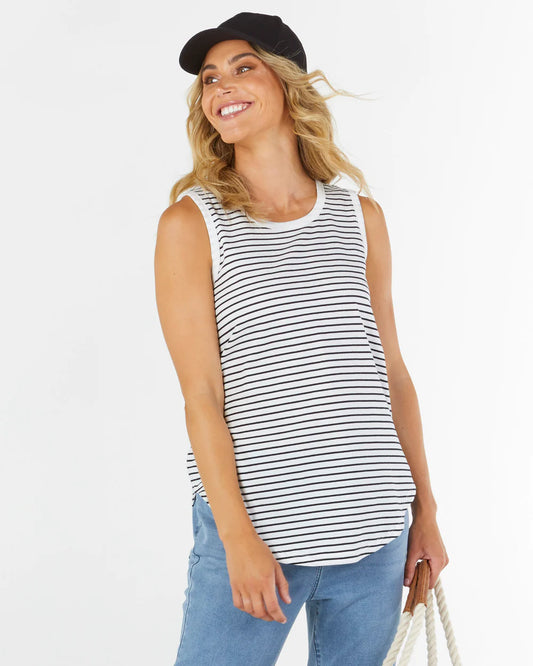 Keira Tank - Think Navy and white striped